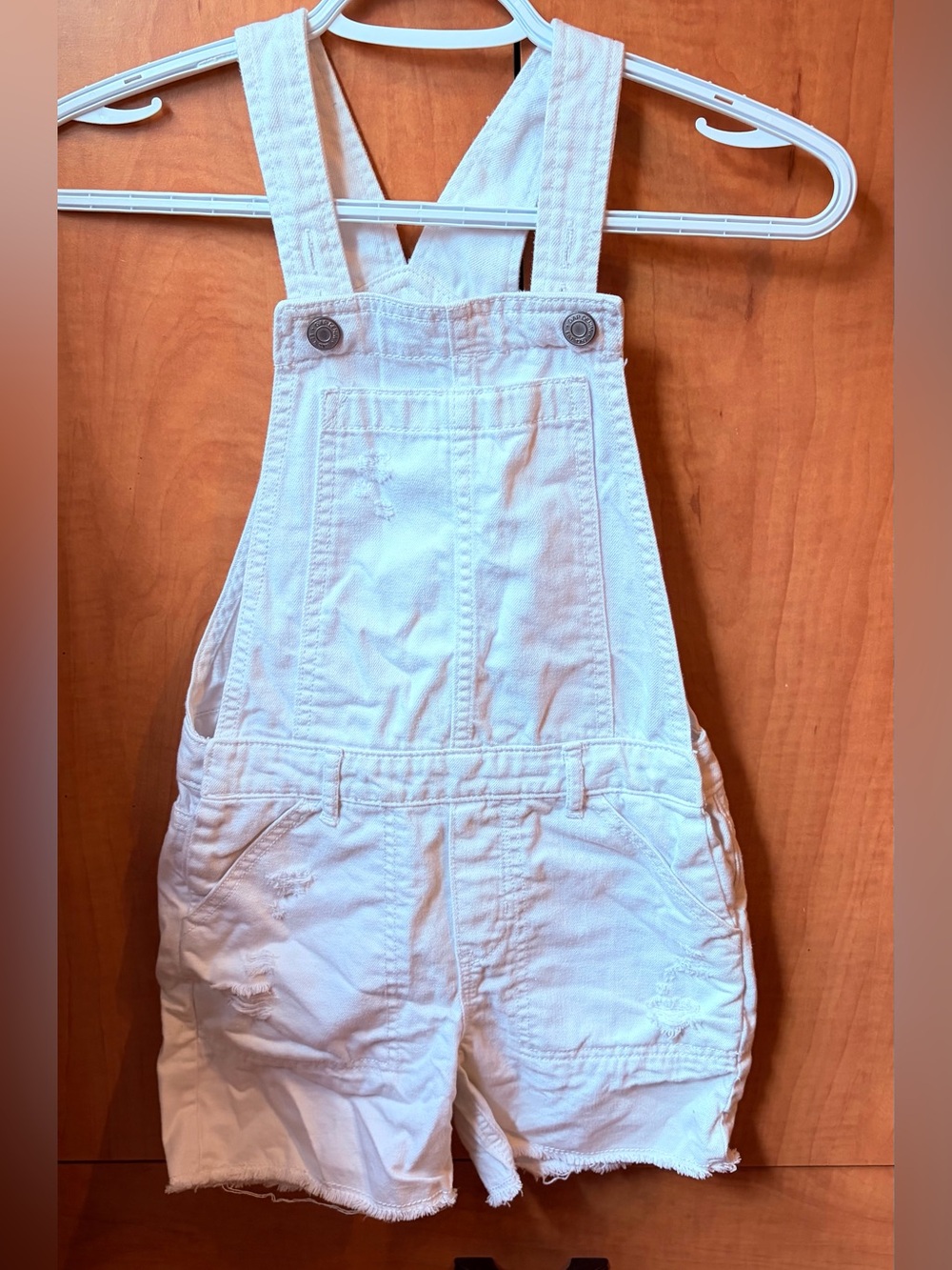 GAP White Denim Overalls with Navy Label